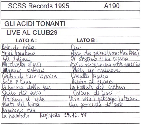 a190 gli acidi tonanti: live al club 29 1995
